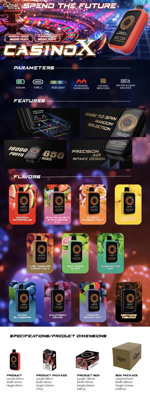 AONE VAPE CASINO X 拋棄式 16000口一次性