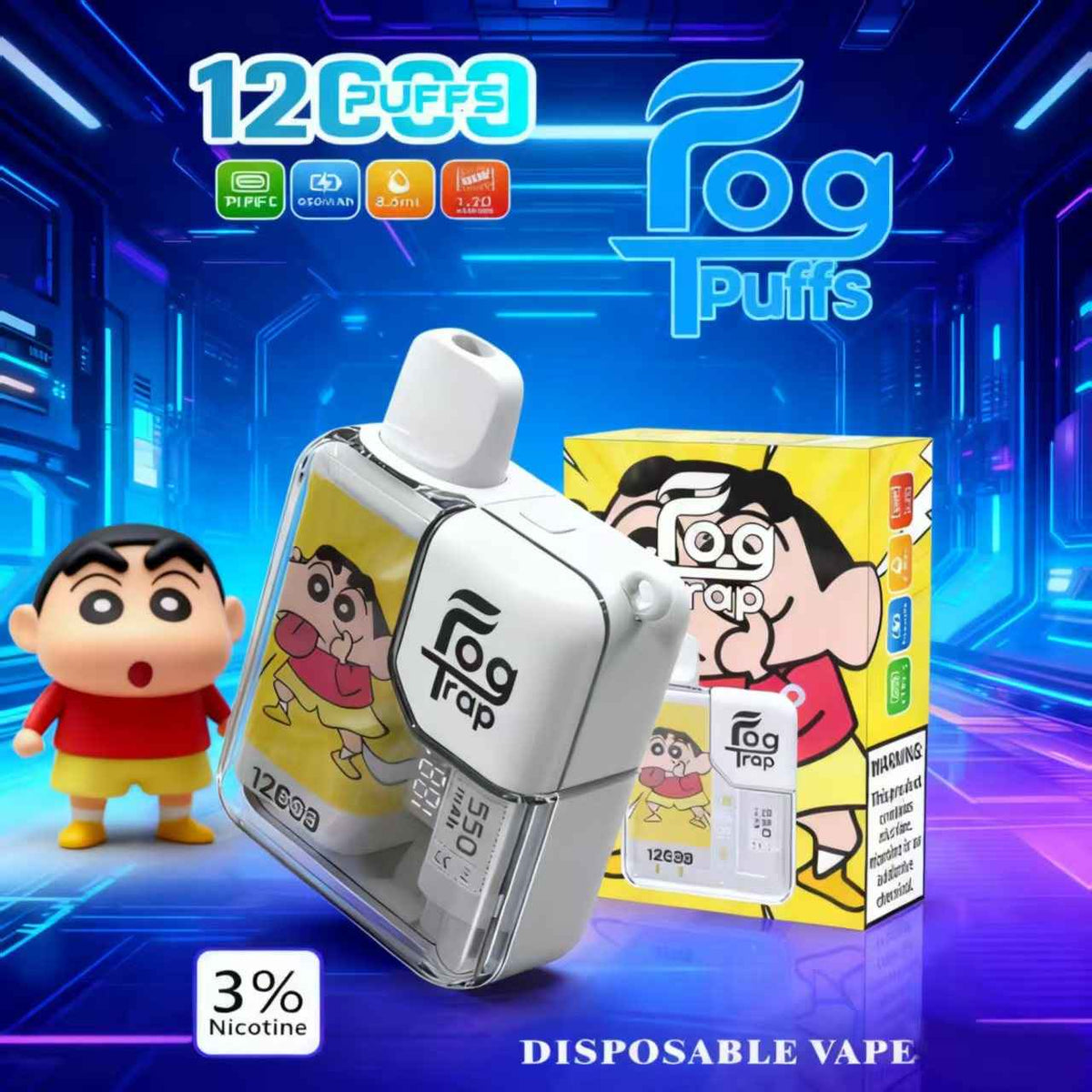 Fog Trap拋棄式12000口 一次性電子菸 LABUBU-蠟筆小新聯名款
