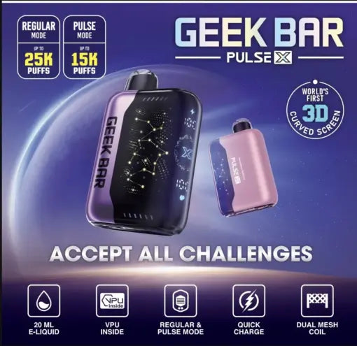 美國爆品GEEK BAR Pulse X 25000口 脈衝一次性盒子 拋棄式
